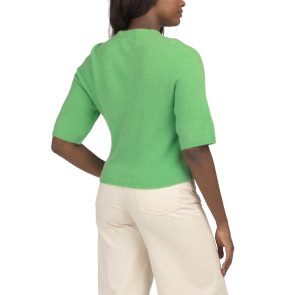 BIANCO E BLU  Italy Alpaca Blend Round Neck Three-quarter Sleeve Sweater - Picture 2 of 2